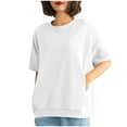 thumbnail image 1 of JSheng Plus Size Womens T-Shirts Ladies' Round Neck Short-Sleeved Loose T-shirt with Pocket White XXL, 1 of 5