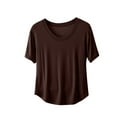 thumbnail image 1 of JSheng Short Sleeved Top for Women Breathable Fashionable Casual Loose Solid Color Round Neck T-shirt Top Khaki XXL, 1 of 5
