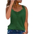 thumbnail image 1 of JSheng Summer Casual Tank Top for Women Fashion Women's Summer V-Neck Lace Patchwork Sleeveless Sexy Vest on Ssle Green S, 1 of 5