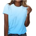 thumbnail image 1 of JSheng Summer Casual Tops For Women 2025 Ladies Fashion Crewneck Gradient Color Short Sleeve T-shirt Top Light Blue S, 1 of 5