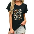 thumbnail image 1 of JSheng Summer Casual Tops for Women Loose Fashion Print Short Sleeve Round-Neck Tops for Women Comfortable Black XXL, 1 of 5