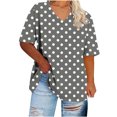 thumbnail image 1 of JSheng Summer Plus Size Womens T-Shirts Women's Oversized V-neck Short Sleeve Polka Dot Casual Loose Tops Gray L, 1 of 5