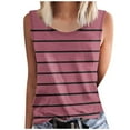 thumbnail image 1 of JSheng Summer Striped Tank Tops for Women Fashion Summer Striped Round-Neck Sleeveless Tank Top Pink XXXXL, 1 of 5