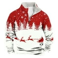 thumbnail image 1 of JSheng Sweatshirts for Men Christmas Casual Fashion Stand Collar Print Zipper Pullover Long Sleeve Warm Tops Red S, 1 of 4
