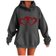 thumbnail image 1 of JSheng Sweatshirts for Women Women's Fashion Heart Printing Long Sleeve Loose Hooded Casual Tops Dark Gray M, 1 of 5