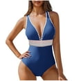 thumbnail image 1 of JSheng Swimming Suits for Women One Piece Women Summer Fashion Solid Color Bikini Swimsuit With Chest Cushion Blue L, 1 of 5