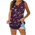thumbnail image 1 of JSheng Tank Tops for Women 2025 Womens Fashion Print V-neck Casual Loose T-shirt Tank Tops Purple L, 1 of 5