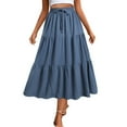 thumbnail image 1 of JSheng Women Summer Casual Skirt Fashion Solid Drawstring Pocket Elastic Waist Versatile Wave Point Skirts Blue L, 1 of 5