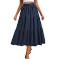 thumbnail image 1 of JSheng Women Summer Casual Skirt Fashion Solid Drawstring Pocket Elastic Waist Versatile Wave Point Skirts Navy S, 1 of 5