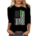 thumbnail image 1 of JSheng Women's 3/ 4 Sleeve Tops Fashion Casual Printed Round Neck Pullover T-shirt for Saint Patrick's Day Black XL, 1 of 5