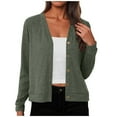 thumbnail image 1 of JSheng Women's Cardigan Sweater Solid Color Knitted Long Sleeve Button V-Neck Hoodless Casual Outwear Tops Army Green L, 1 of 5