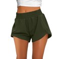 thumbnail image 1 of JSheng Women's Casual Short Pants Women Summer Running Sports Pants With Pockets Side Zippers Solid Color Elastic Waist Slit Shorts Army Green L, 1 of 5