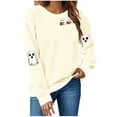 thumbnail image 1 of JSheng Women's Halloween Printed Sweatshirts Ladies' Fashion Long sleeve Round Neck Printing Comfy Pollover Tops Beige S, 1 of 5