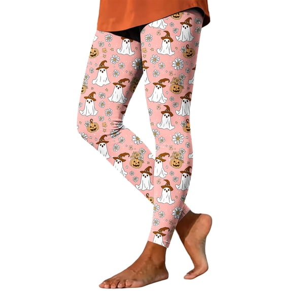 JSheng Women's Halloween Themed Leggings High Waist Stretch Casual Yoga Pants for Daily Wear 08-Multicolor XXXL