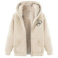thumbnail image 1 of JSheng Winter Coats for Women Fashion Heart Printed Hooded Loose Sweatshirt Pocket Zip up Outwear Tops Beige XL, 1 of 5