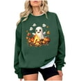 thumbnail image 1 of JSheng Women's Tops for Halloween Fashion Printed Crew Neck Long Sleeve Hoodless Sweatshirt Blouse, 1 of 5