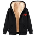 thumbnail image 1 of JSheng Women's Winter Fleece Hoodies Fashion Heart Printed Hooded Sweatshirt Pocket Zip up Outwear Tops, 1 of 5