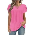 thumbnail image 1 of JSheng Womens Casual T-Shirt Plus Size New Short-sleeved V-neck Pullover Casual Solid Color Loose T-shirt Hot Pink XXXL, 1 of 5