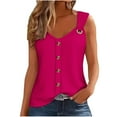 thumbnail image 1 of JSheng Womens Casual Tank Tops Women's Solid Color Sleeveless Button T-Shirt Loose Tank Top Hot Pink XXL, 1 of 5