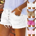 thumbnail image 1 of JSheng Womens High Waist Ripped Denim Shorts Casual Button Jean Shorts for Summer Daily Wear A-White S, 1 of 5