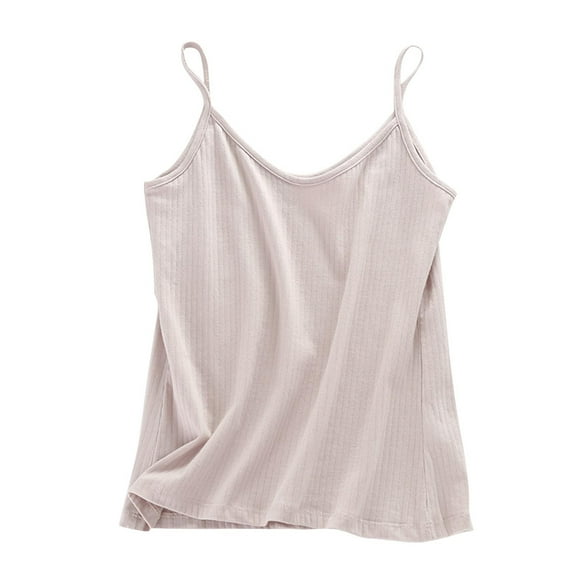 JSheng Womens' New Suspender Vest New Solid-Color Cotton and Linen Suspenders Round Neck Vest Top Purple L