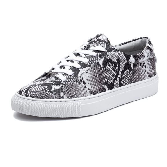 JSlides Women's LUCKI Lace-up Round toe Platform Sneaker, BLACK/WHITE EMB (BLACK/WHITE EMB, 8)