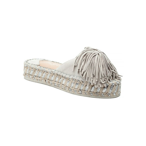 JSlides Women's Ruby Platform Espadrille Slide Sandal, Off-white Nubuck Leather