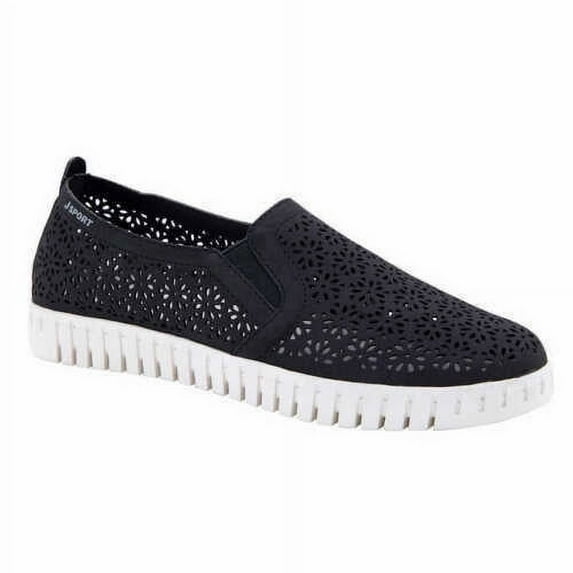 JSport Ladies' Floral Slip On Shoes (Black, 9)