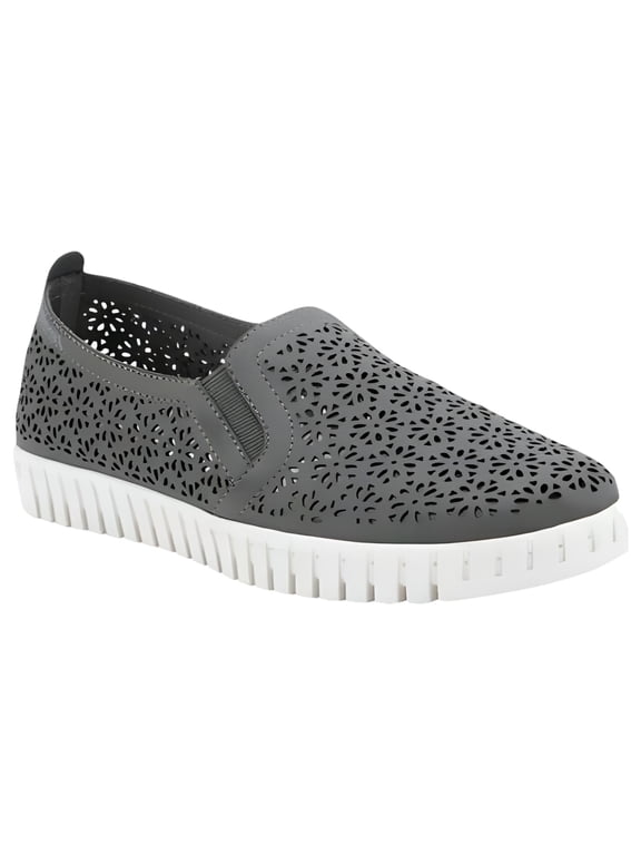JSport Ladies' Floral Slip On Shoes (Charcoal, 7)