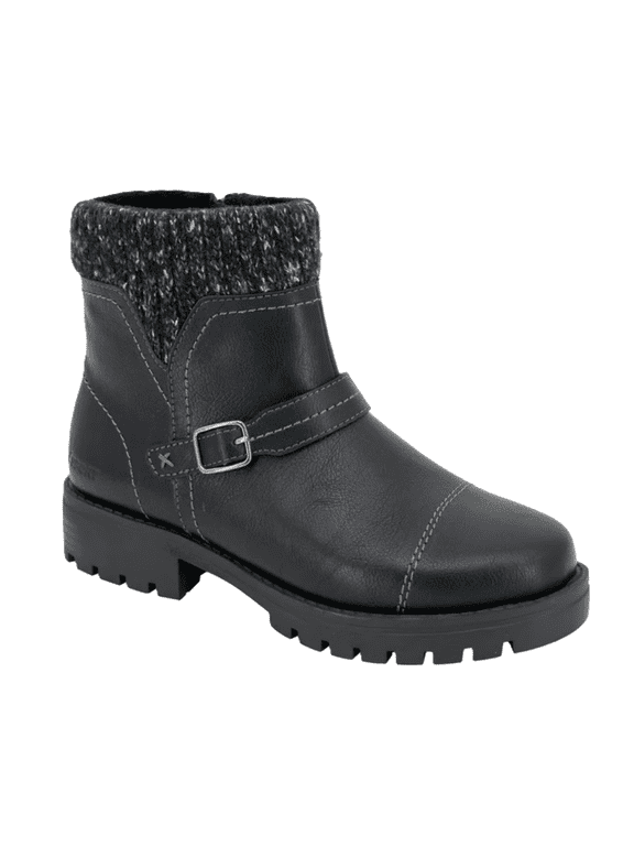 JSport Violet Boots Women's Black Zip Knit Cuff and Memory Foam Comfort Size 6