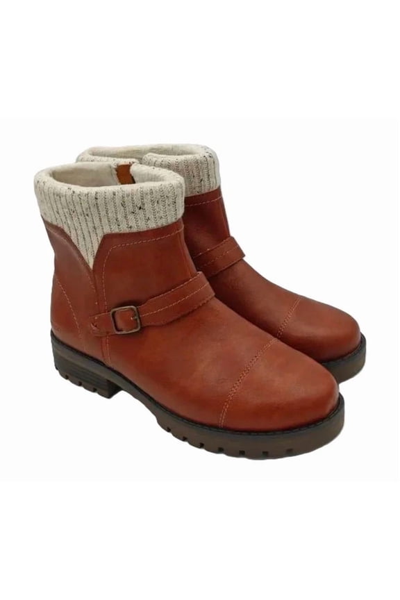 JSport Violet Boots Women's Brown Zip Knit Cuff and Memory Foam Comfort Size 6.5