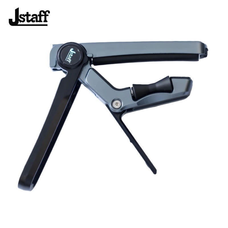 JStaff S1 Gliding Capo - Aluminum & Silicone Roller Capo for Acoustic Guitars Black