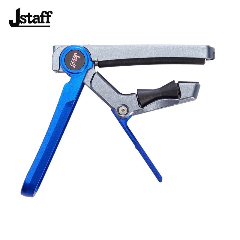 JStaff S1 Gliding Capo - Aluminum & Silicone Roller Capo for Acoustic Guitars Blue