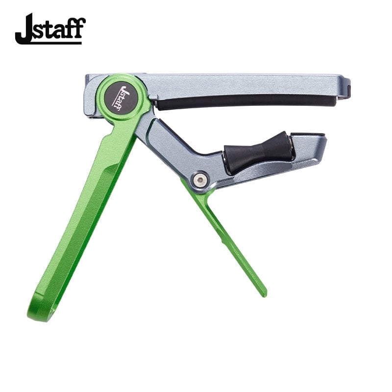 JStaff S1 Gliding Capo - Aluminum & Silicone Roller Capo for Acoustic Guitars Green