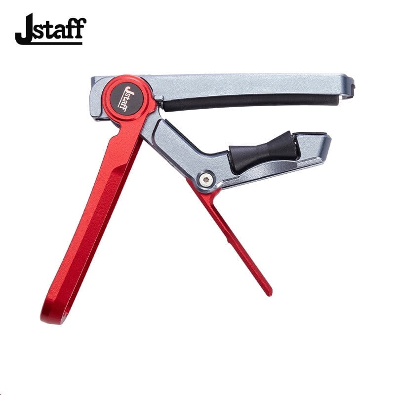 JStaff S1 Gliding Capo - Aluminum & Silicone Roller Capo for Acoustic Guitars Red