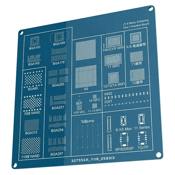 JT-6 SMD/SMT BGA Components Soldering Test Practice Board Disassembling and Assembling Welding Pad Practice,1 x Welding test practice board,Blue