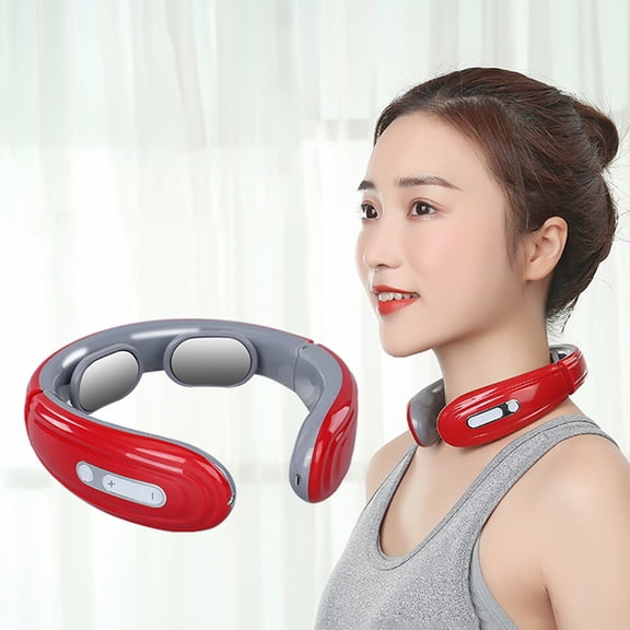 JT-700 Heated Neck Massager - 6 Modes 9 Levels with Temperature Control, Portable Cervical Pain Relief for Office/Home/Travel, USB Rechargeable, Red