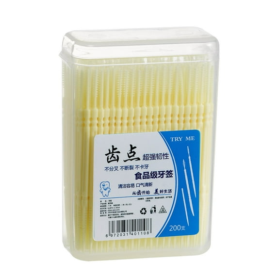JT Beauty Store 200Pcs Double-Head Toothpicks, Disposable Plastic Toothpicks For Teeth Cleaning, Interdental Brushes Oral Care DentalPicks,Dental Floss and Picks Clearance,D
