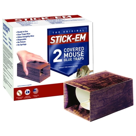 JT Eaton 144 Stick-Em Mouse & Insect Covered Glue Trap, 2 Traps