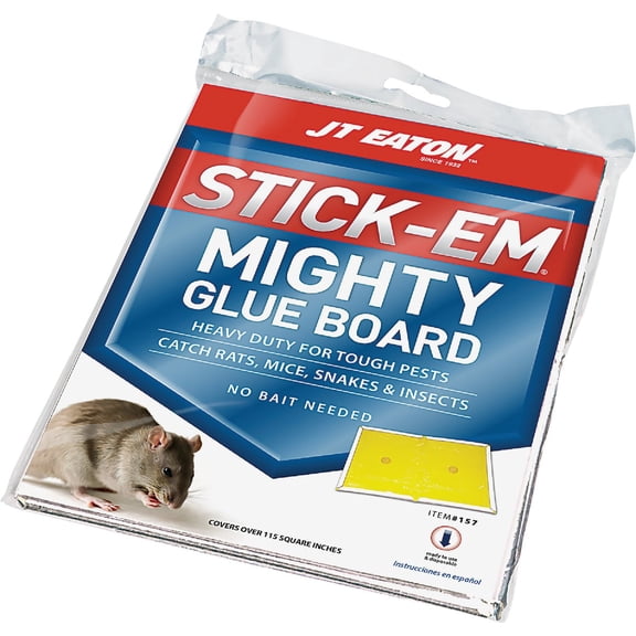 JT Eaton Stick-Em Mighty Glue Board Rat Trap - For Rats, Mice, Insects - Black
