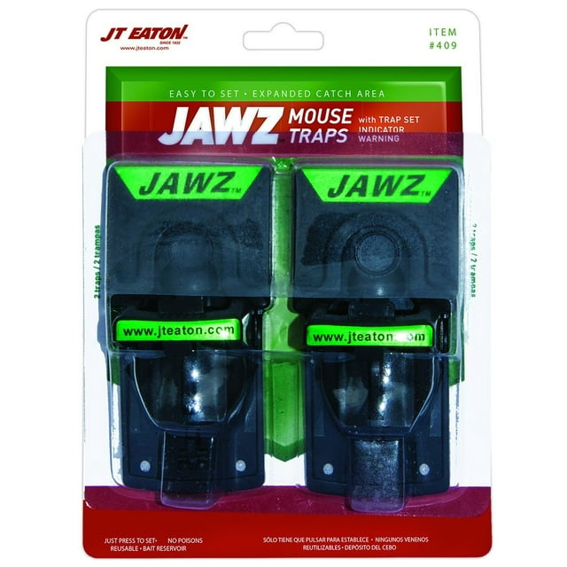 JT Eaton 409 Jawz Plastic Mouse Trap, HighTension Spring, Suitable for