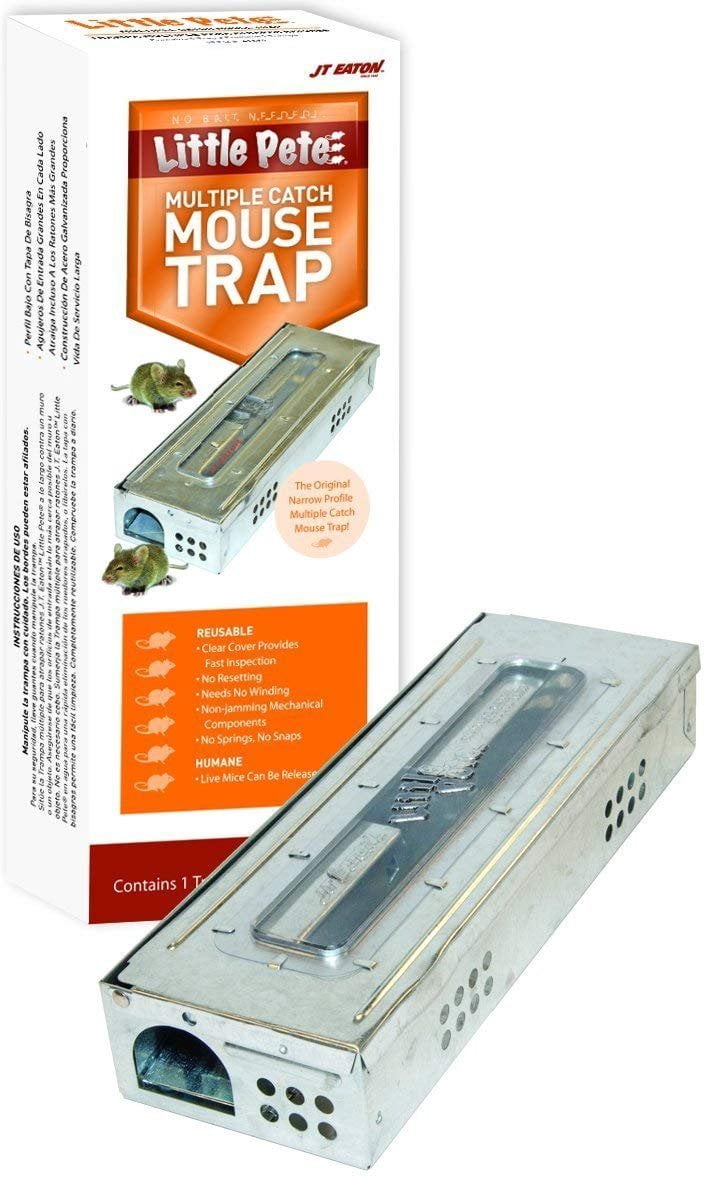 JT Eaton 428CL Little Pete Extra Narrow Multi Catch Mouse Trap with Clear Inspection Window Pack of 2