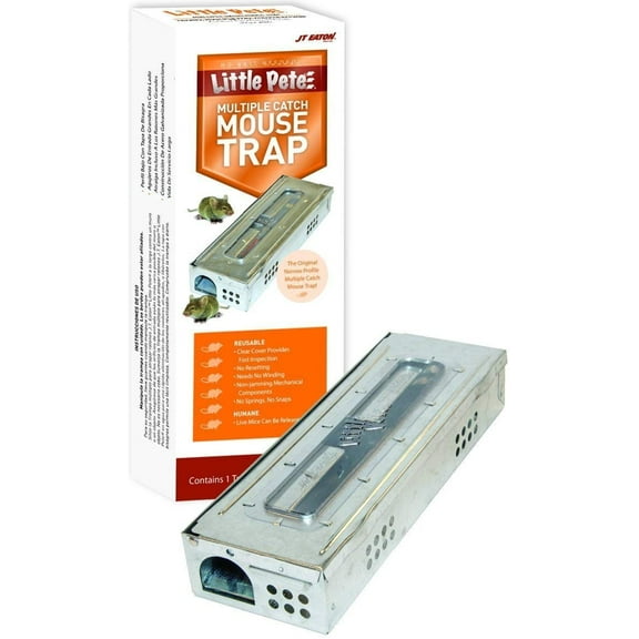 JT Eaton 428CL Little Pete Extra Narrow Multi Catch Mouse Trap with Clear Inspection Window Pack of 2