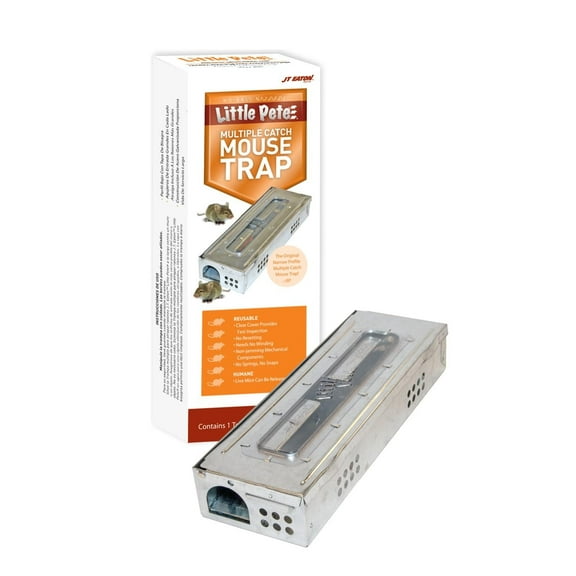 JT Eaton 428CL Little Pete Slim Multiple Catch Live Mouse Trap with Clear Lid, No Bait Pest Control Pack of 1