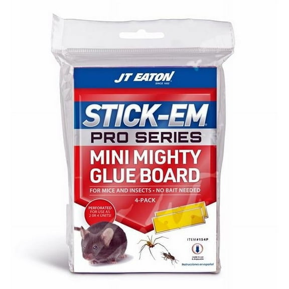 JT Eaton 7029605 Stick-Em Pro Series Mini Glue Board Trap for Insects & Mice - Pack of 4 - Case of 24