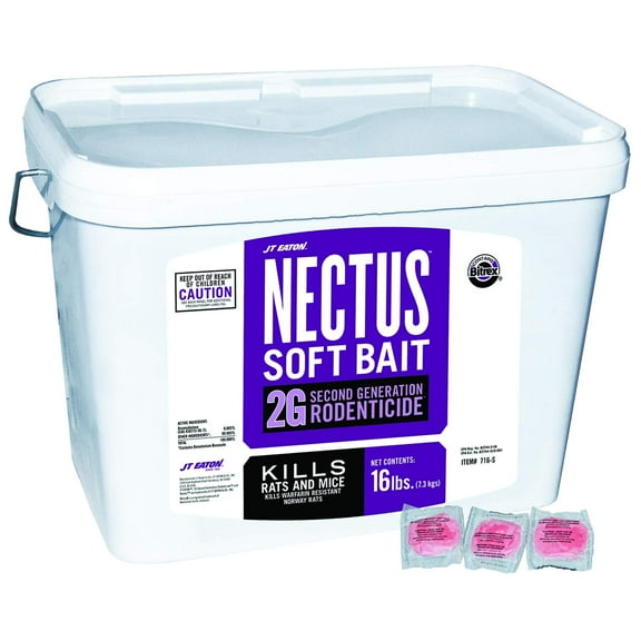 JT Eaton 716-S Nectus Soft Bait 2G Second Generation Rodenticide, Bait for Rats and Mice, 16-Pound Pail CA2