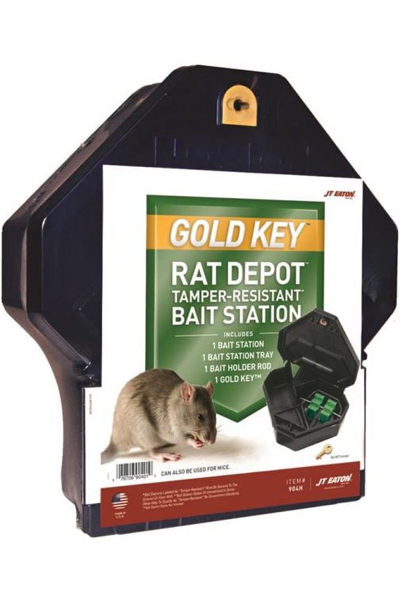 904H Gold Key Rat Bait Station, Tamper-Resistant