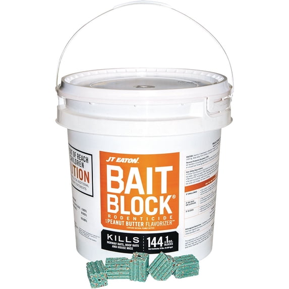 JT Eaton Peanut Butter-Flavored Bait Blocks, Mice & Rats, 144 Count — Construction & DIY Use, Standard Hardware Spec