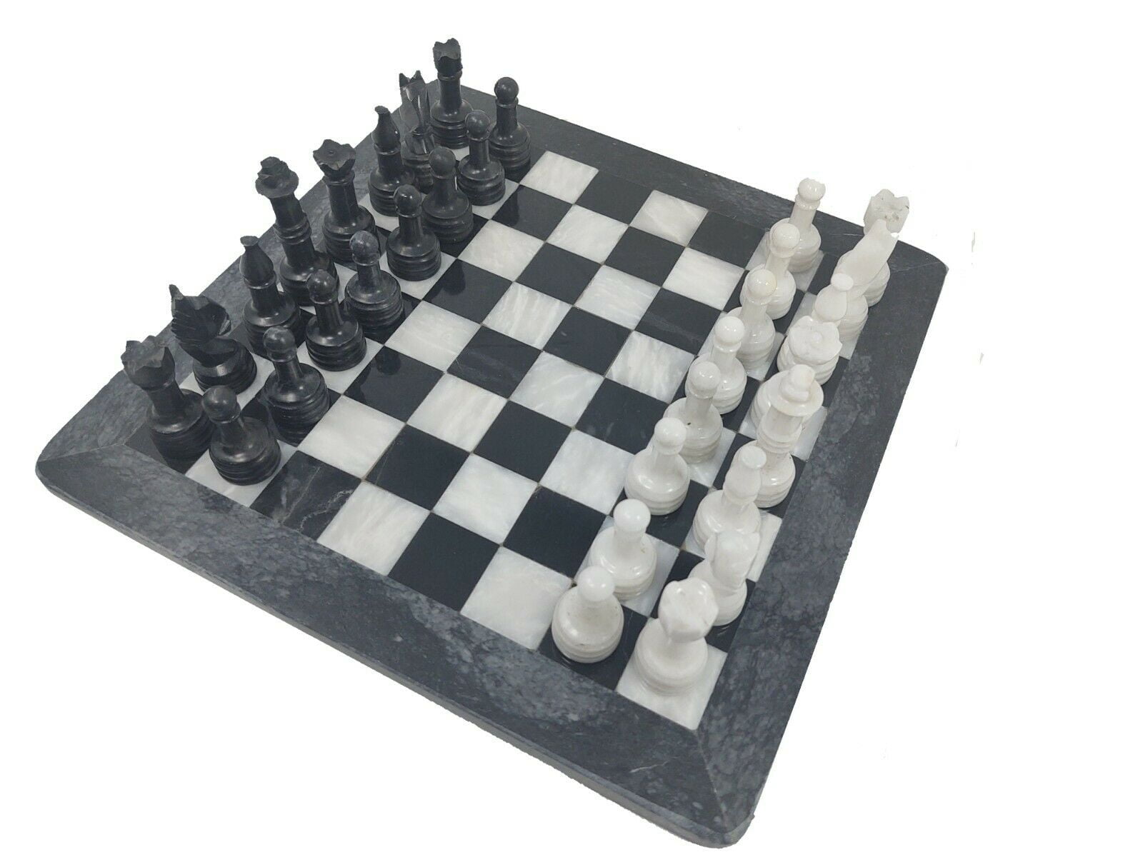 JT Handmade Marble Black and White Chess Set - 12 inch