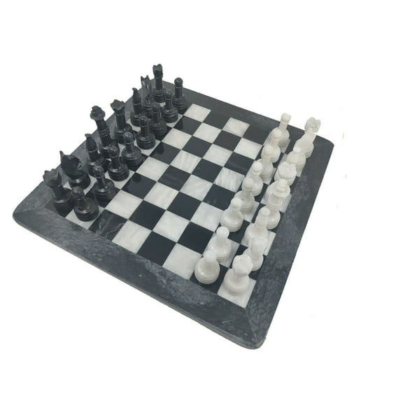 JT Handmade Marble Black and White Chess Set - 12 inch